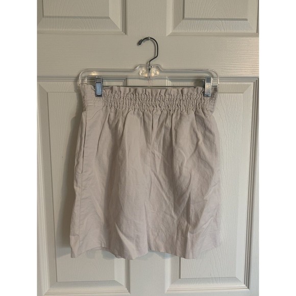 J.Crew Women's Beige Elastic Waist Lined 100% Cotton linen Mini Skirt Size 0 - Picture 1 of 10